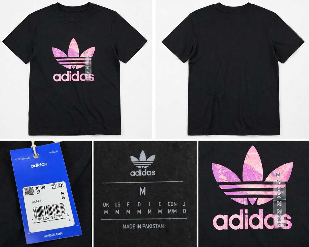 Adidas Originals Women's OG Palm Print Trefoil Logo Graphic Tee